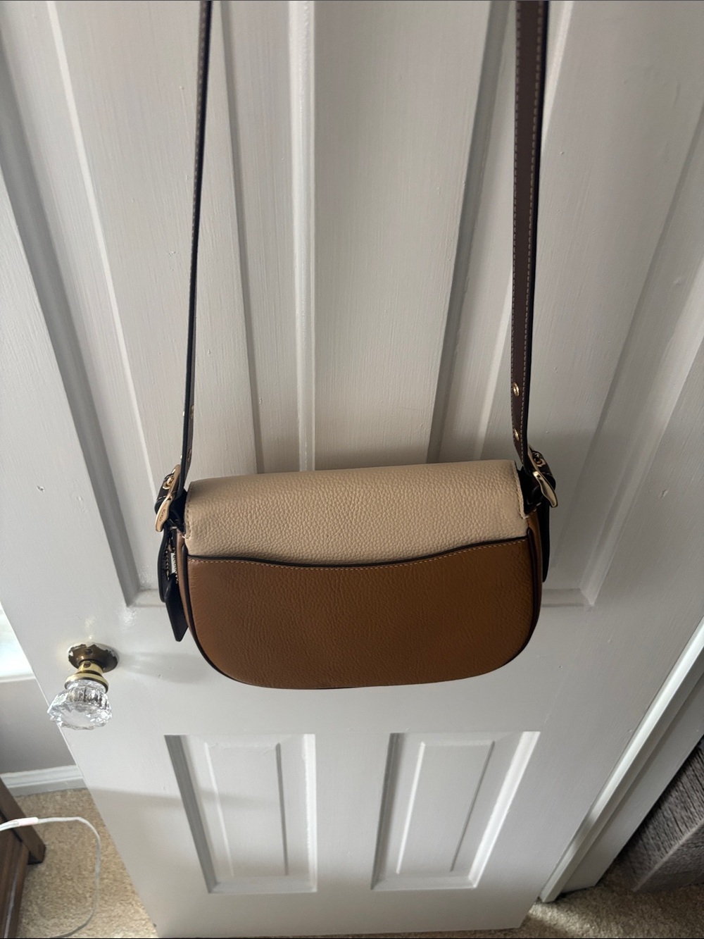 Coach Two-Tone Crossbody Bag in Cream and Brown - Picture 3 of 4